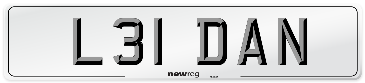L31 DAN Number Plate from New Reg